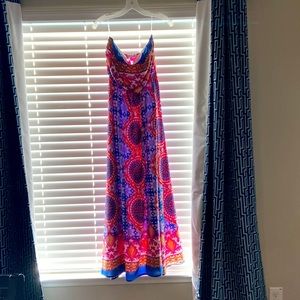 Strapless Indian Print Style Maxi Dress